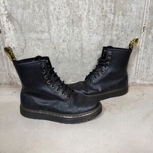 Dr. Martens Zavala Black Leather Lace Up Combat Boots Women 9 Men 8 AW004